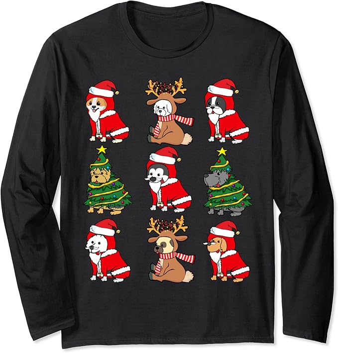 Funny Christmas Dogs Christmas Costumes Long Sleeve T